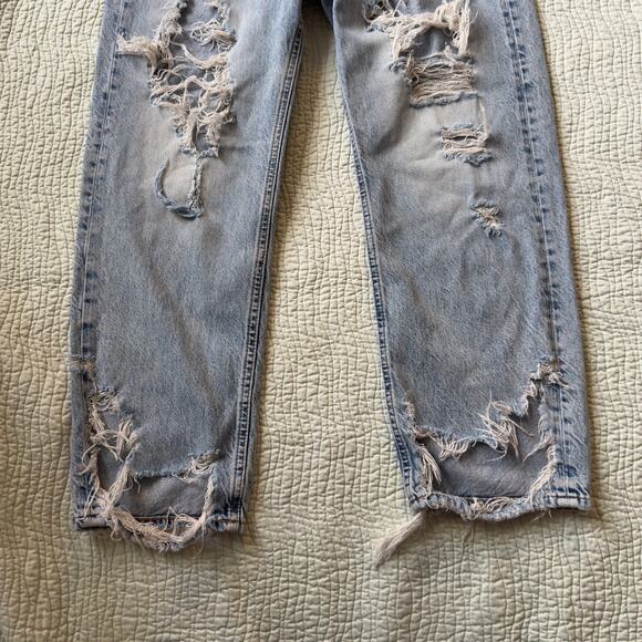 Zara The Pepper Mom Distressed Blue Jeans Size 6 - Picture 6 of 9